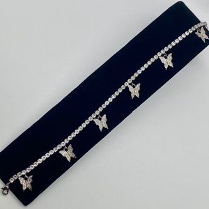 .925 silver butterfly anklet 19cm
